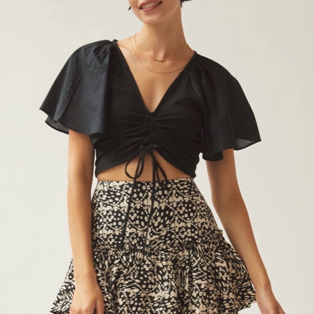 Anthropologie Maeve Black V-Neck Top